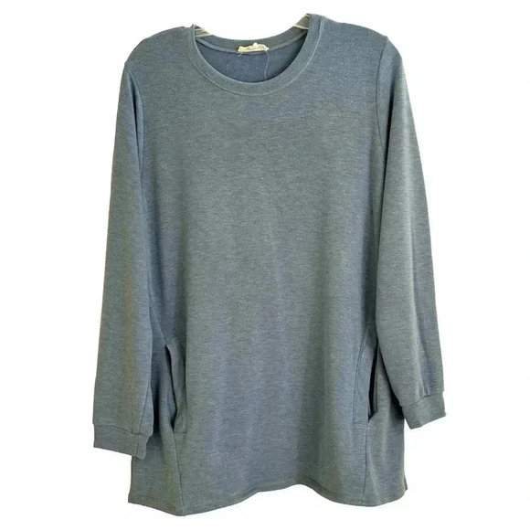 Hashttag Women's Mock Neck Side Slit Cutout Tunic Top Long Sleeve Size Large - Picture 1 of 4